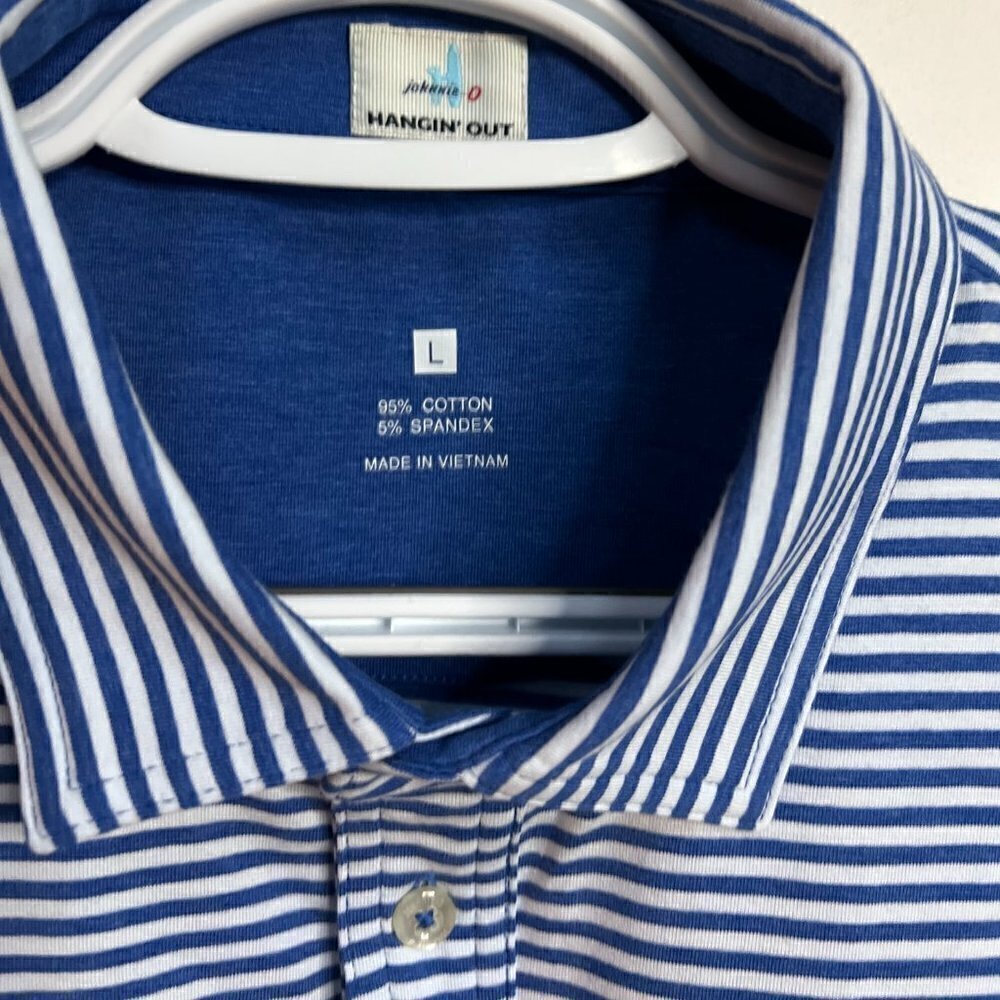 Johnnie-O Polo Shirt Men's Dante Striped Golf Performance Riptide Prep Size L - Picture 3 of 7